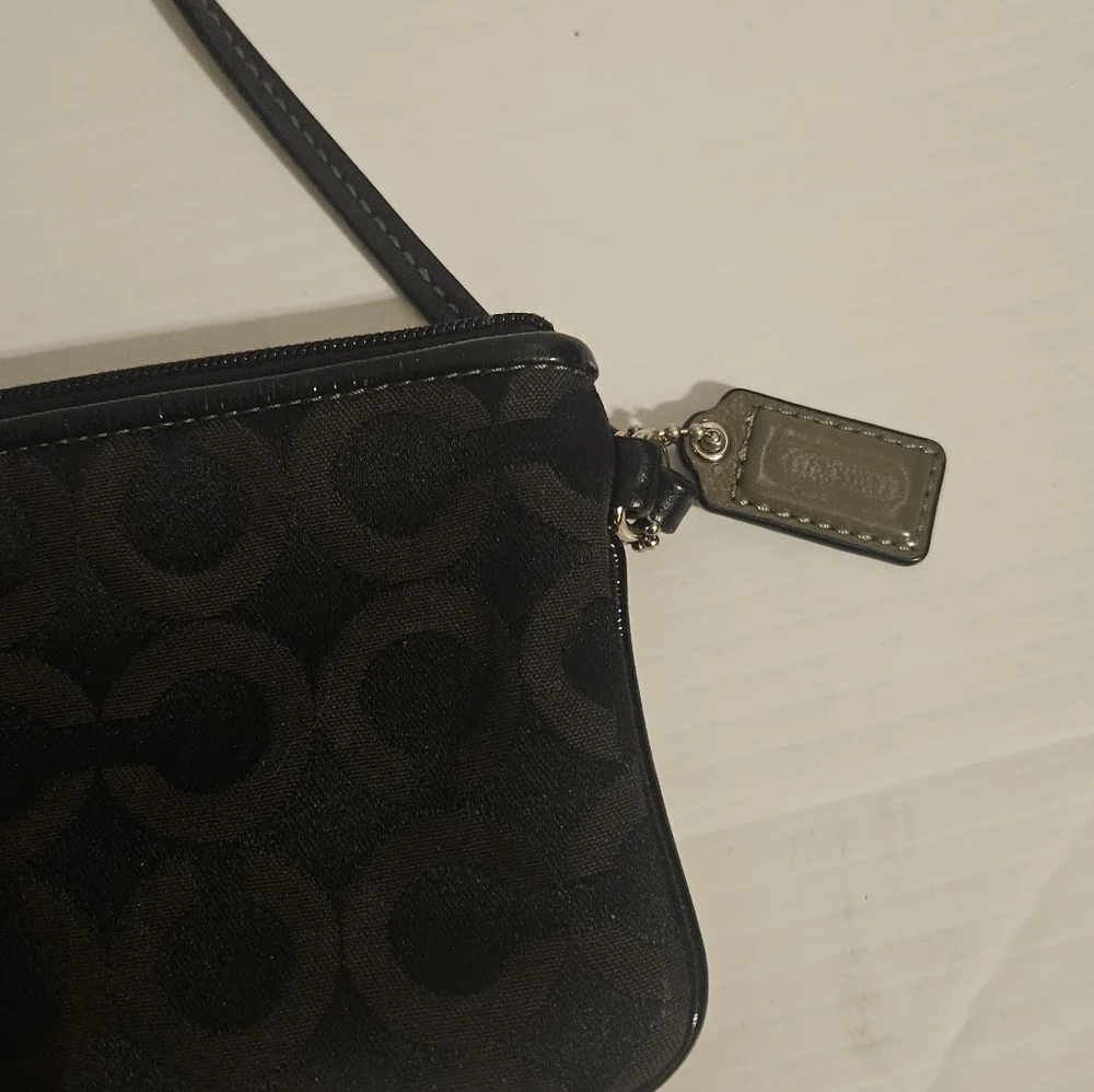 Coach Black Signature Wristlet Clutch